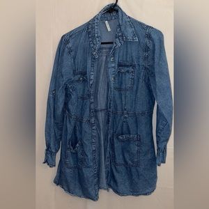 Fancy Faux Denim Oversized Top